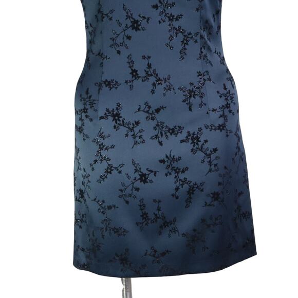 Vintage City Triangle Whimsigoth Satin Glitter Floral Mini Dress Goth Glam Party - Picture 7 of 15